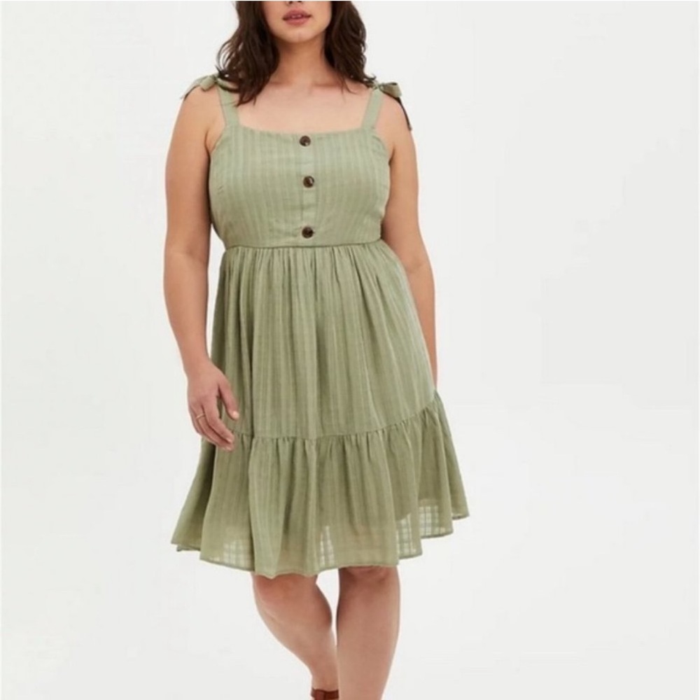 torrid Olive Green Midi Sundress with Button Front